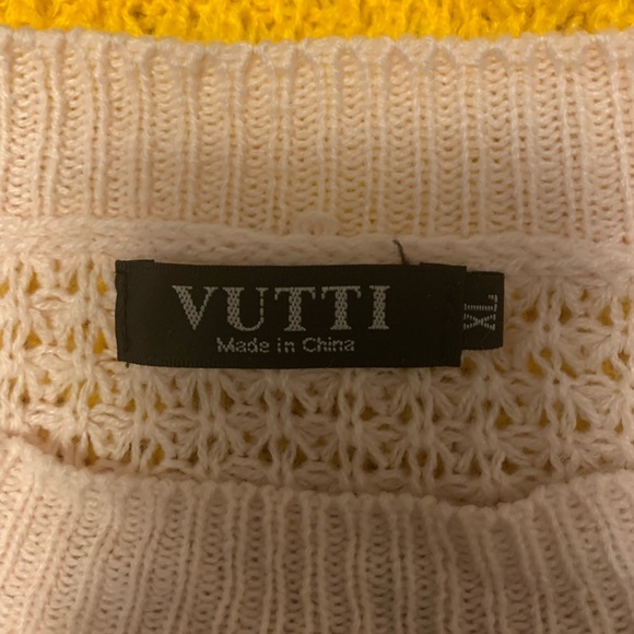 VUTTI ADORABLE WHITE & MULTICOLOR LAYERS OPEN KNIT WIDE LONG SLEEVE SWEATER - Picture 7 of 8